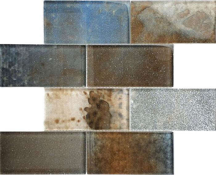 Metallic Oxide 3x6 Glass Mosaic Tile 12x12 Sheet 1