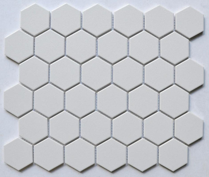 White 2" Hex Porcelain Mosaic Tile 11x13 Sheet 1