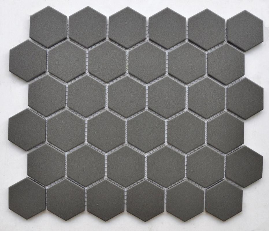Graphite 2" Hex Porcelain Mosaic Tile 11x13 Sheet