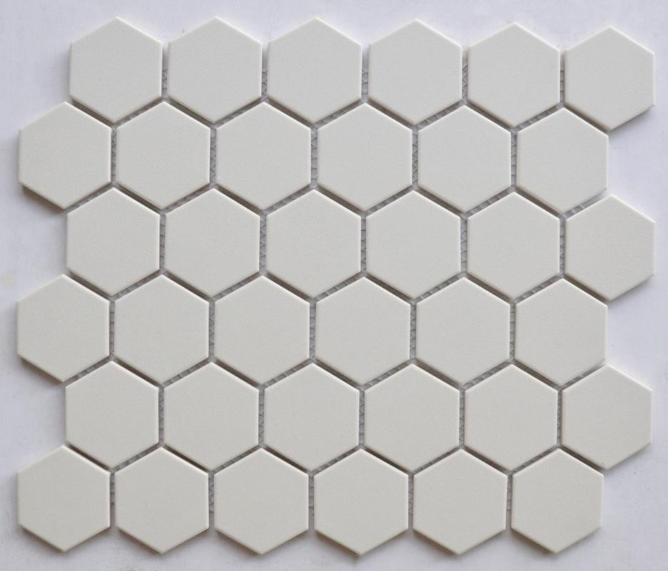 Cream 2" Hex Porcelain Mosaic Tile 11x13 Sheet