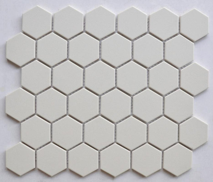 Cream 2" Hex Porcelain Mosaic Tile 11x13 Sheet 1