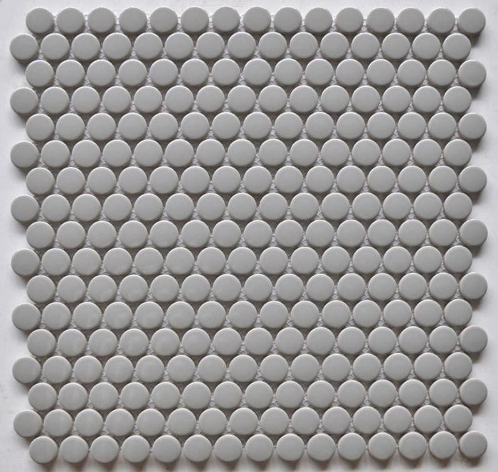 Grey 1" Penny Round Glossy Porcelain Mosaic Tile 12x12 1
