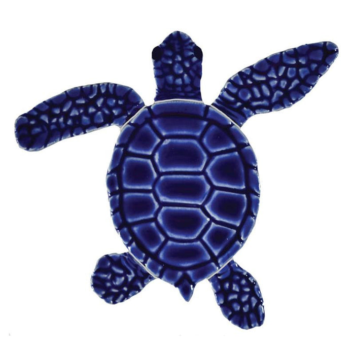 Turtle Loggerhead A Blue Mini 4" Ceramic Mosaic Tile 1