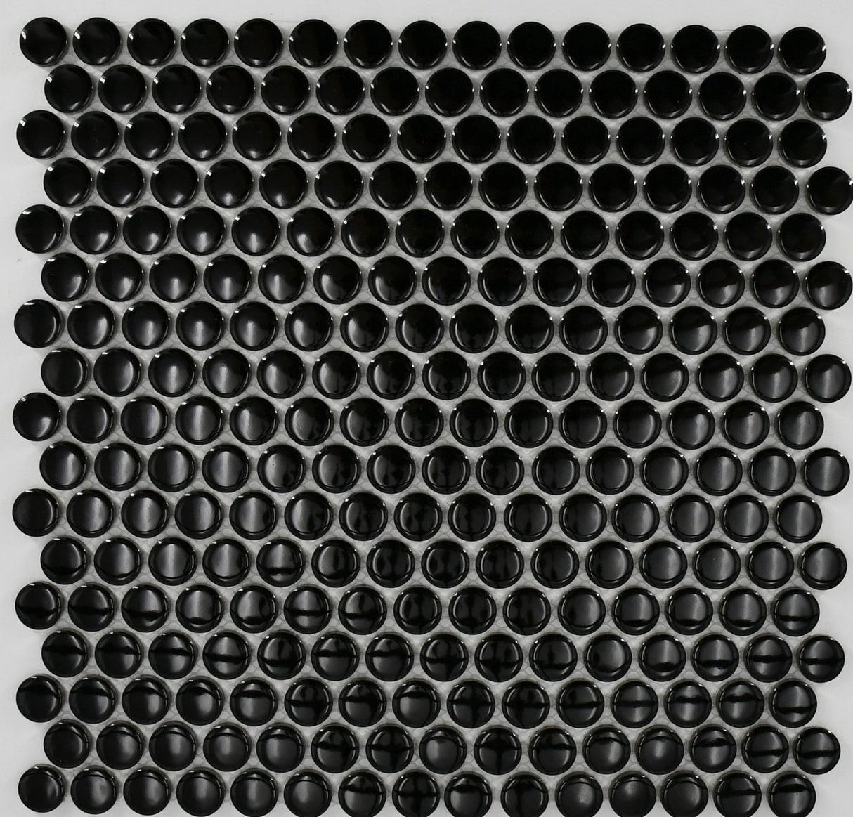 Black Glossy 1" Penny Round Porcelain Mosaic Tile 12x12 Sheet
