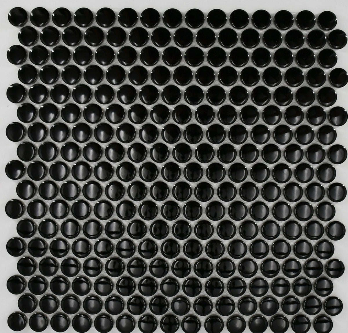 Black Glossy 1" Penny Round Porcelain Mosaic Tile 12x12 Sheet