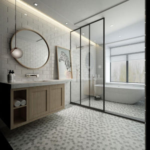 Grey Blend 2" Hex Matte Porcelain Mosaic Tile 10x12 Sheet