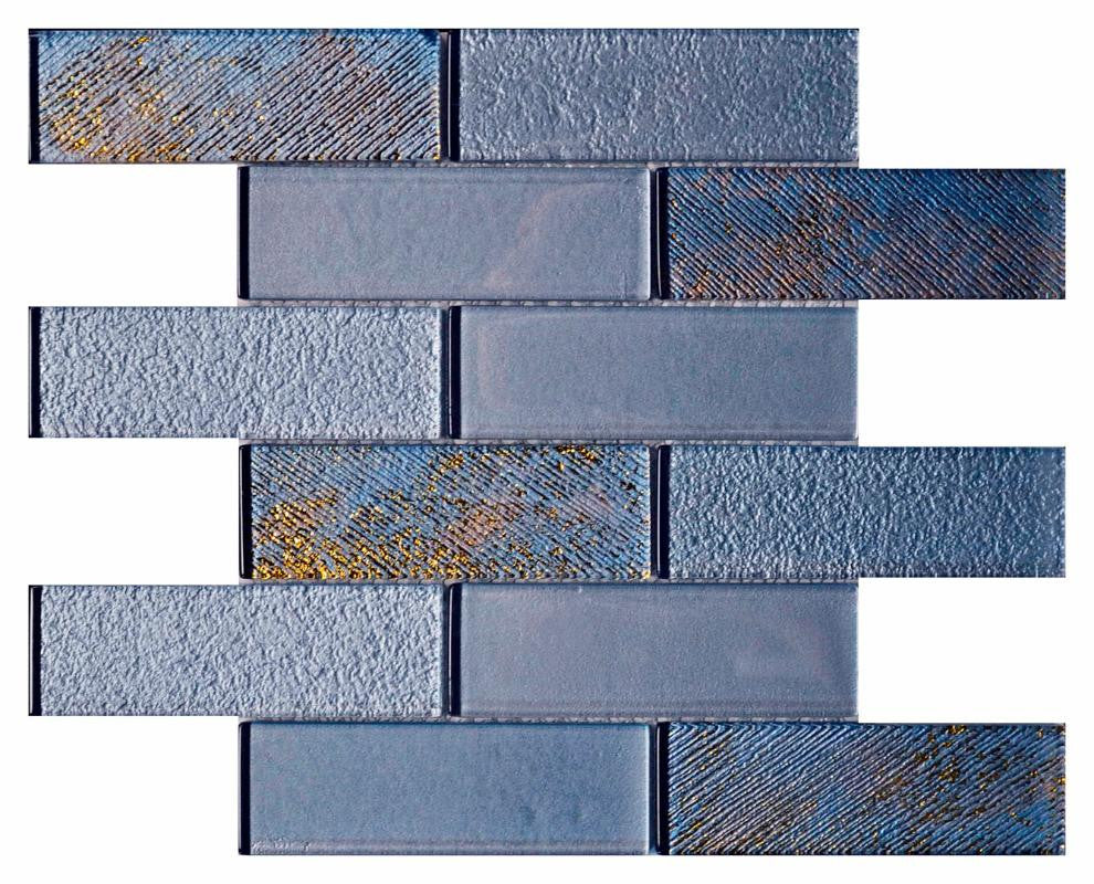 Sky Metallic 2x6 Glass Mosaic Tile 12x12 Sheet
