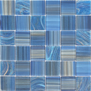 Crystal Cobalt Mix 2x2 Glass Mosaic Tile 12x12 Sheet