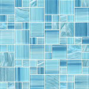 Crystal Sky Puzzle Glass Mosaic Tile 12x12 Sheet