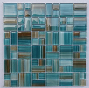 Pure Aqua Puzzle Glass Mosaic 12x12 Sheet