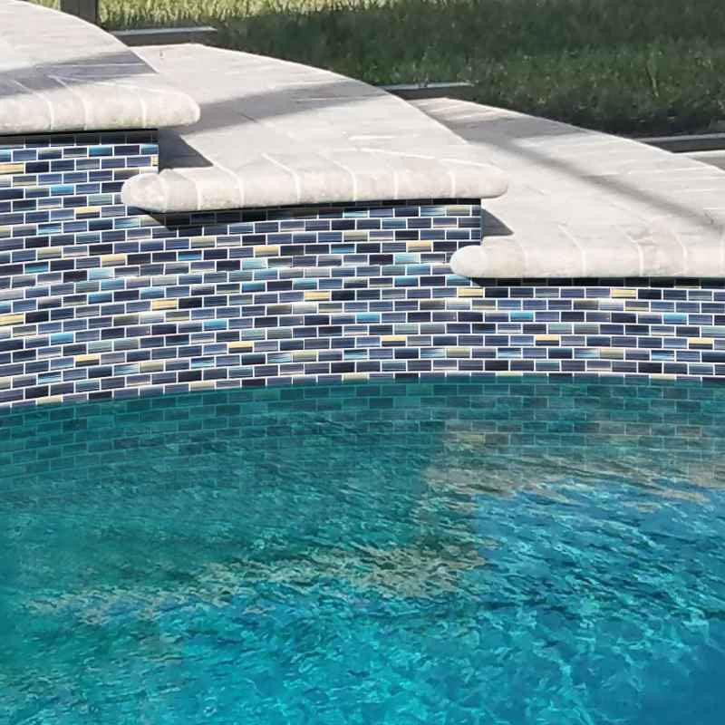 Pure Azure 1x2 Glass Mosaic 12x12 Sheet