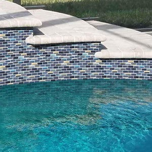 Pure Azure 1x2 Glass Mosaic 12x12 Sheet