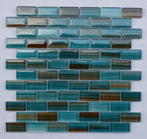 Pure Aqua 1x2 Glass Mosaic 12x12 Sheet