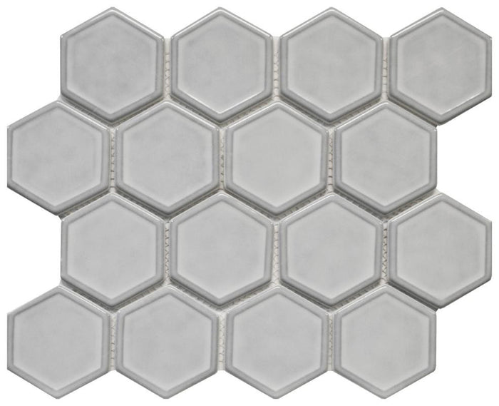 Fog Mist Dimension Hex Glass Mosaic Tile 12x12 Sheet 1