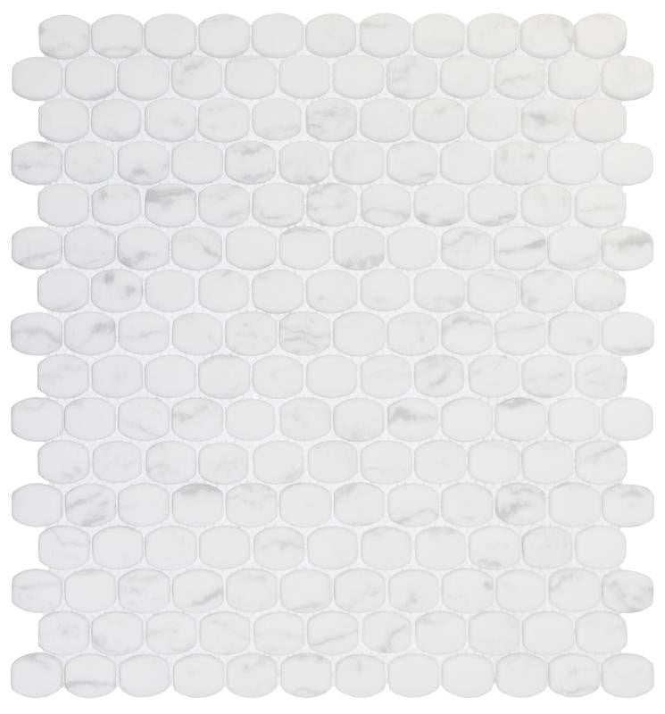 Carrara Barrel Glass Mosaic Tile 12x12 Sheet