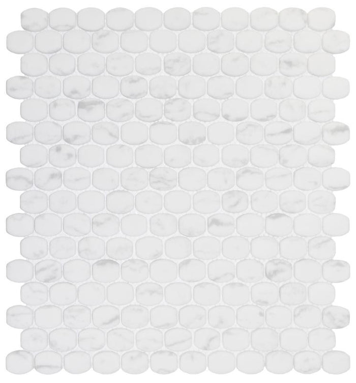 Carrara Barrel Glass Mosaic Tile 12x12 Sheet 1