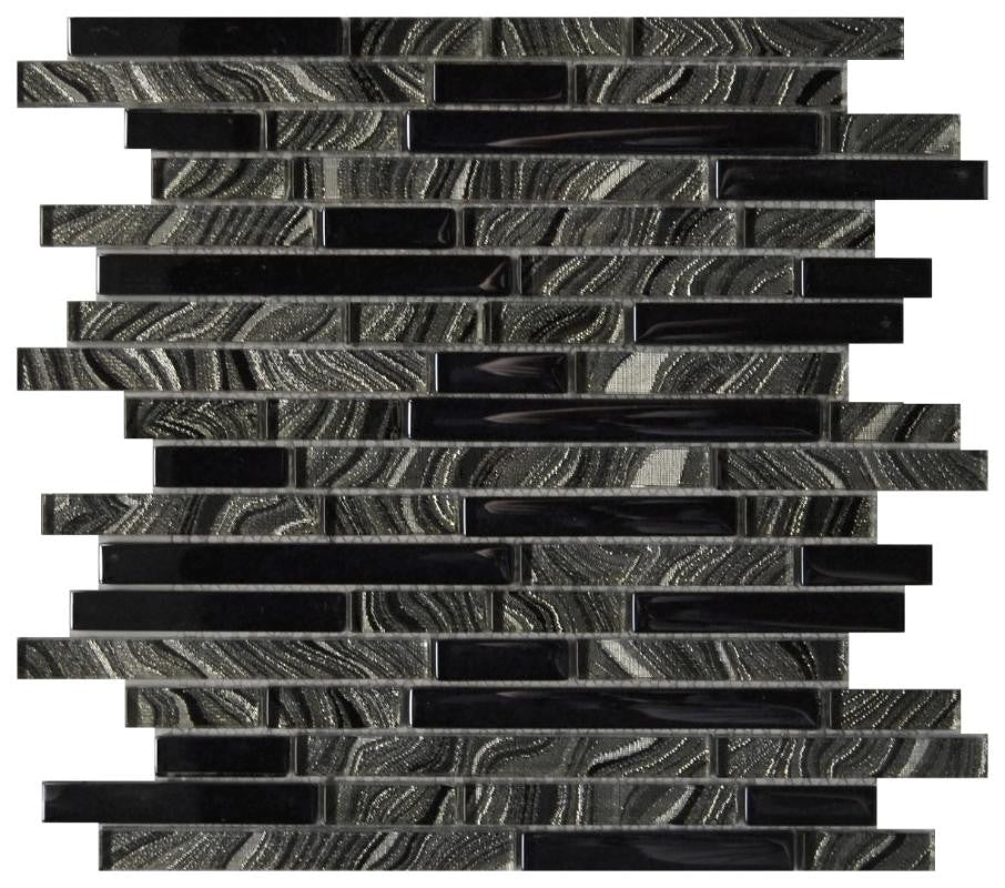 Silk Zebra Linear Glass Mosaic Tile 12x12 Sheet