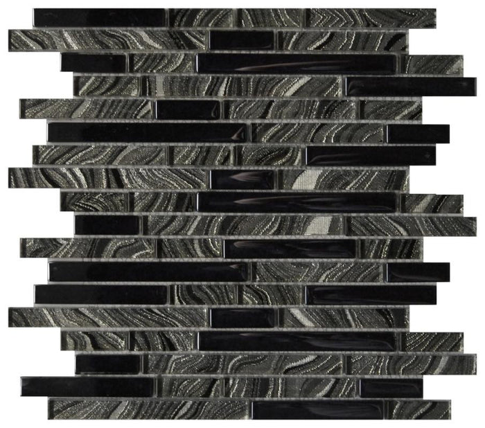 Silk Zebra Linear Glass Mosaic Tile 12x12 Sheet 1