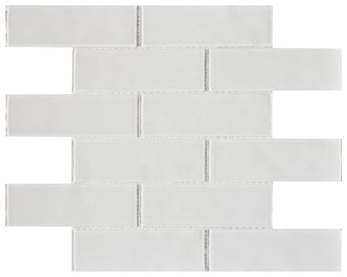 Ripple White 2x6 Glass Mosaic Tile 12x12 Sheet 1