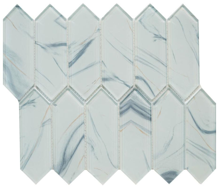 Ink Glass Picket Mosaic Tile 12x12 1
