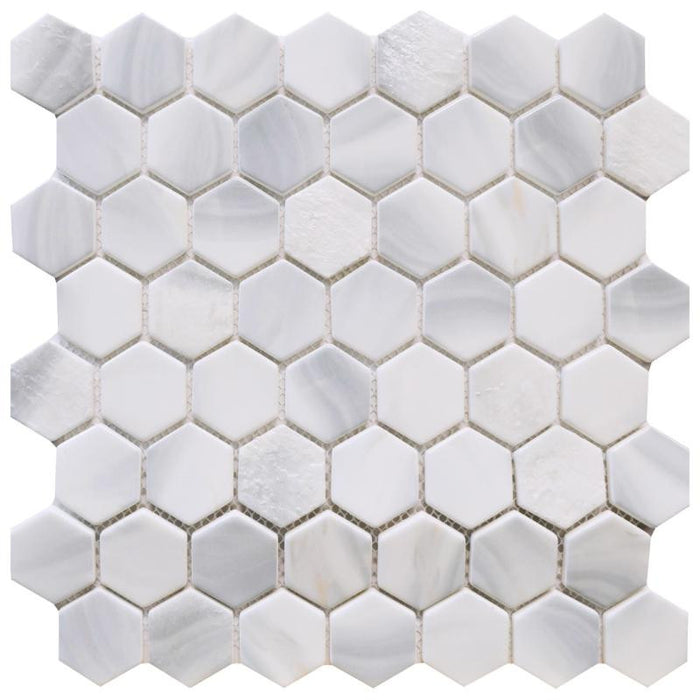 Opal Mix Hex Glass Mosaic Tile 12x12 Sheet 1