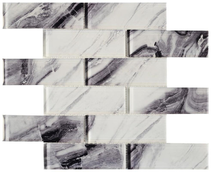 Panda 2x6 Glass Mosaic Tile