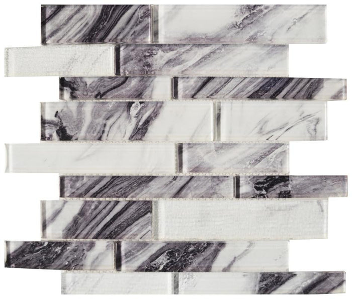Panda Linear Mix Glass Mosaic Tile 12x12 1