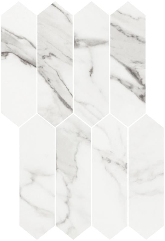 Mosaico de porcelana Alps Bianco Matte Picket de 11x18