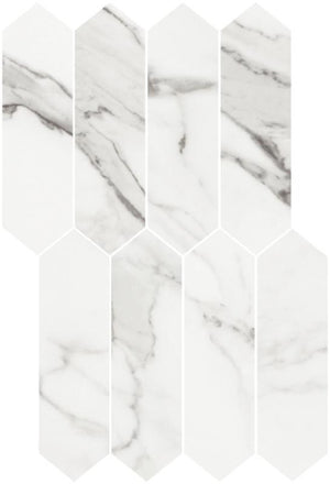 Alps Bianco Matte Picket Porcelain Mosaic Tile 11x18