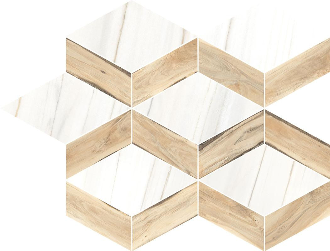 Sherwood Triangle Maple 9x12 Wood-Look Porcelain Mosaic Tile