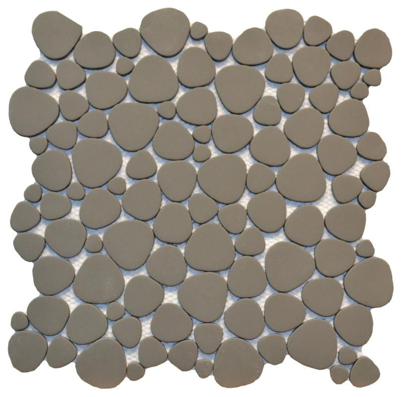 Black Glass Pebble Matte Mosaic Tile 12x12 Sheet
