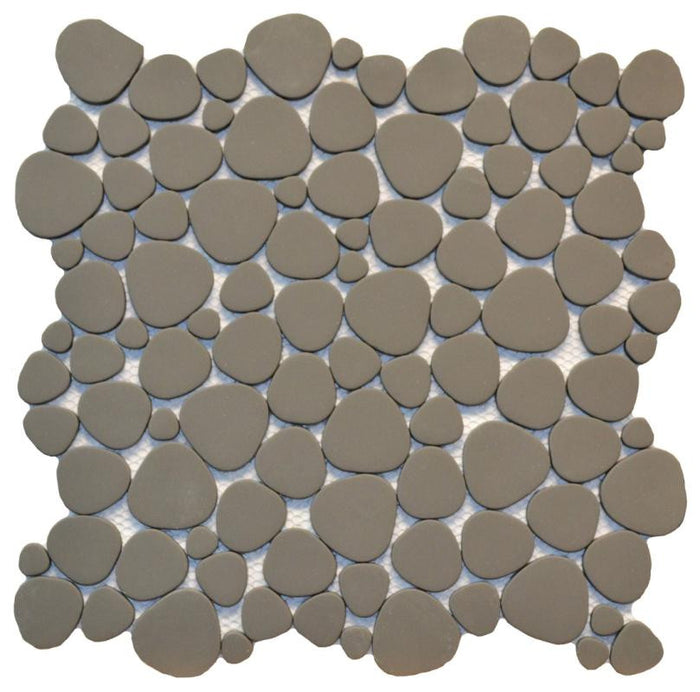 Black Glass Pebble Matte Mosaic Tile 12x12 Sheet 1
