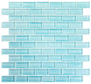Watercolors Seafoam 1x2 Glass Mosaic Tile 12x12 Sheet