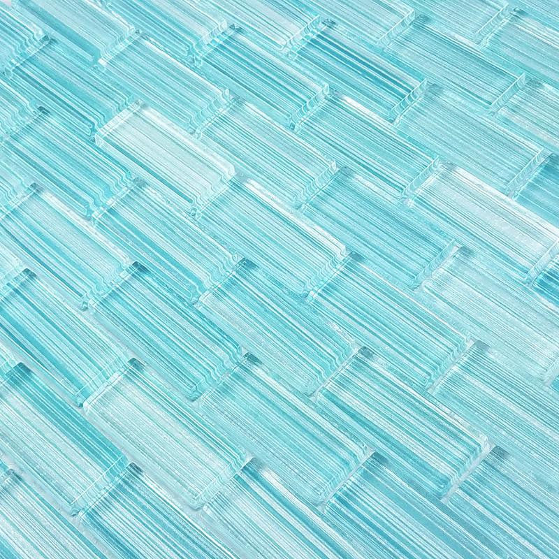 Watercolors Seafoam 1x2 Glass Mosaic Tile 12x12 Sheet