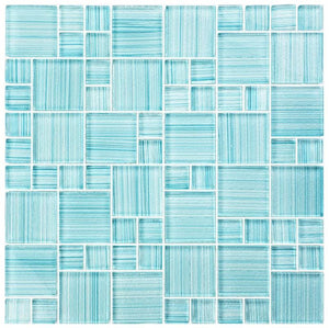 Watercolors Seafoam Blue Puzzle Glass Mosaic Tile 12x12 Sheet