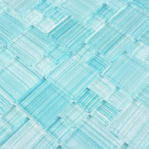 Watercolors Seafoam Blue Puzzle Glass Mosaic Tile 12x12 Sheet