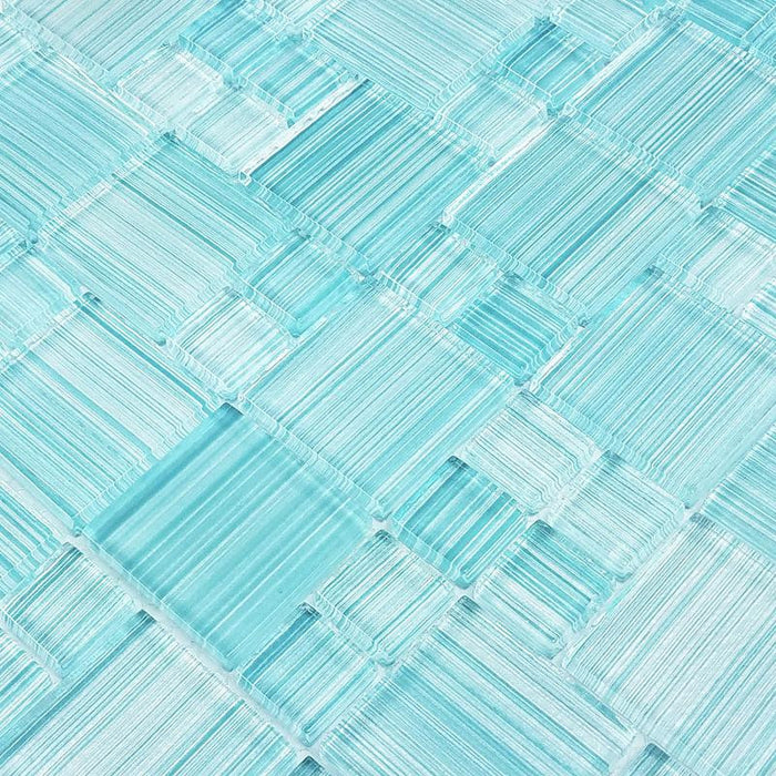 Watercolors Seafoam Blue Puzzle Glass Mosaic Tile 12x12 Sheet 2