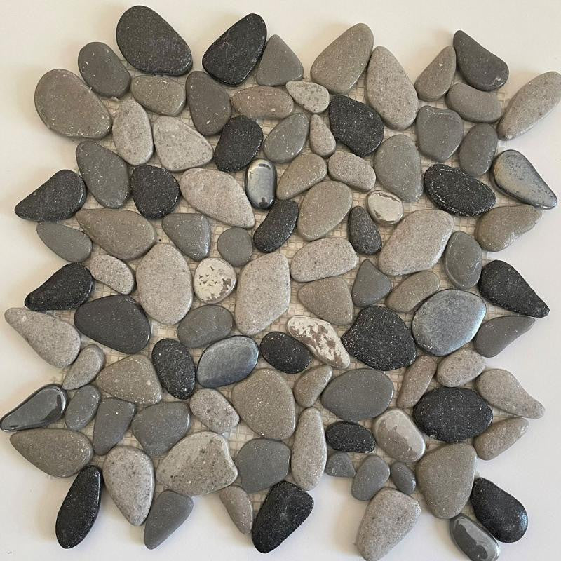 Liquid Rocks Southern Lake 12x12 Glass Pebble Mosaic Tile