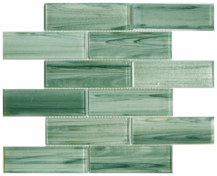 Island Fern 2x6 Glass Mosaic Tile 12x12 1
