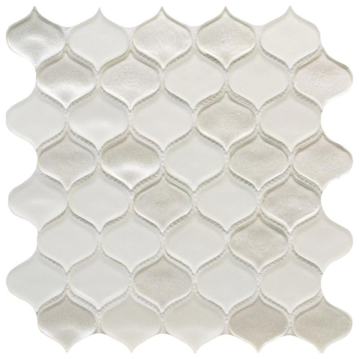 White Metallic Teardrop Glass Mosaic Tile 11x11 Sheet 1