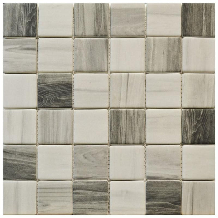 Grey Wood 2x2 Glass Mosaic Tile 12x12 Sheet 2