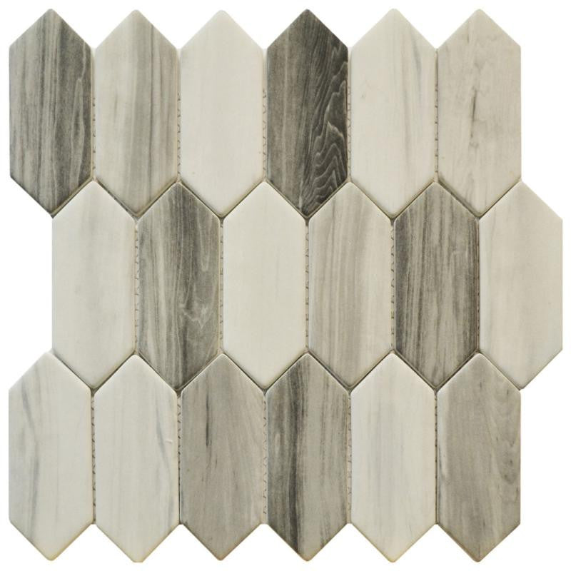 Grey Wood Picket Glass Mosaic Tile 12x12 Sheet