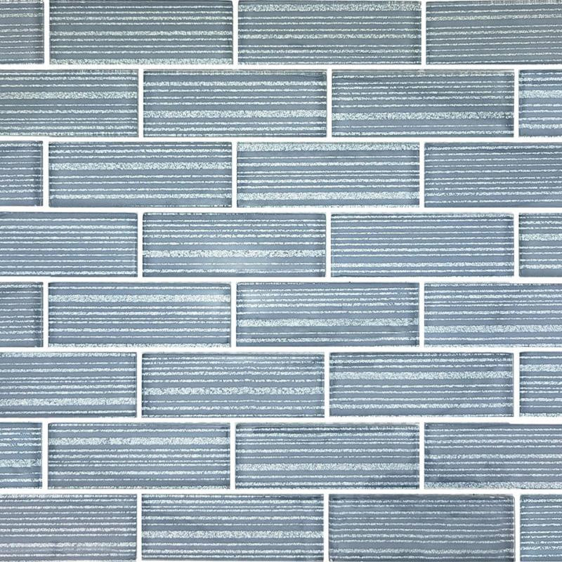 Pinnacle Metallic Grey 1.5x4 Glass Mosaic Tile 12x12