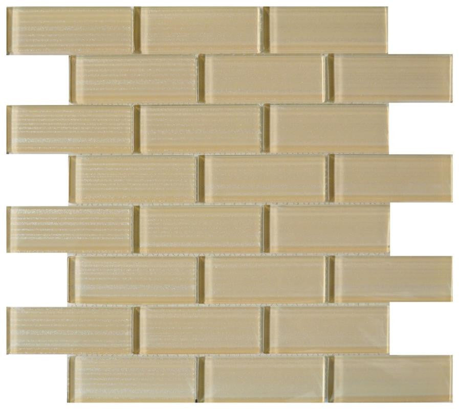 Pristine Champagne 1.5x4 Glass Mosaic 12x12 Sheet