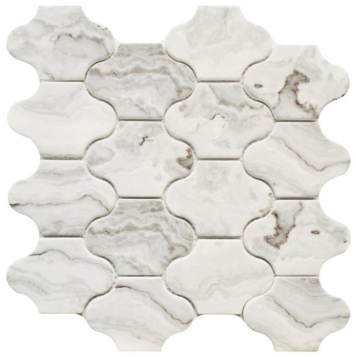 Grey Marbling Lantern Glass Mosaic Tile 12x12 Sheet 1