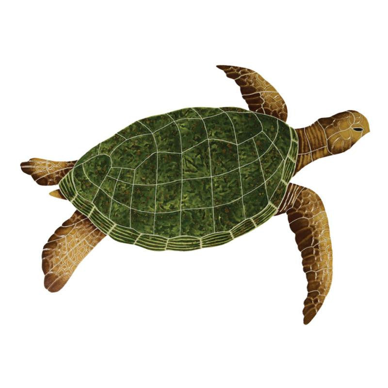 Sea Turtle Natural Large 23x30 Ceramic Mosaic Accent