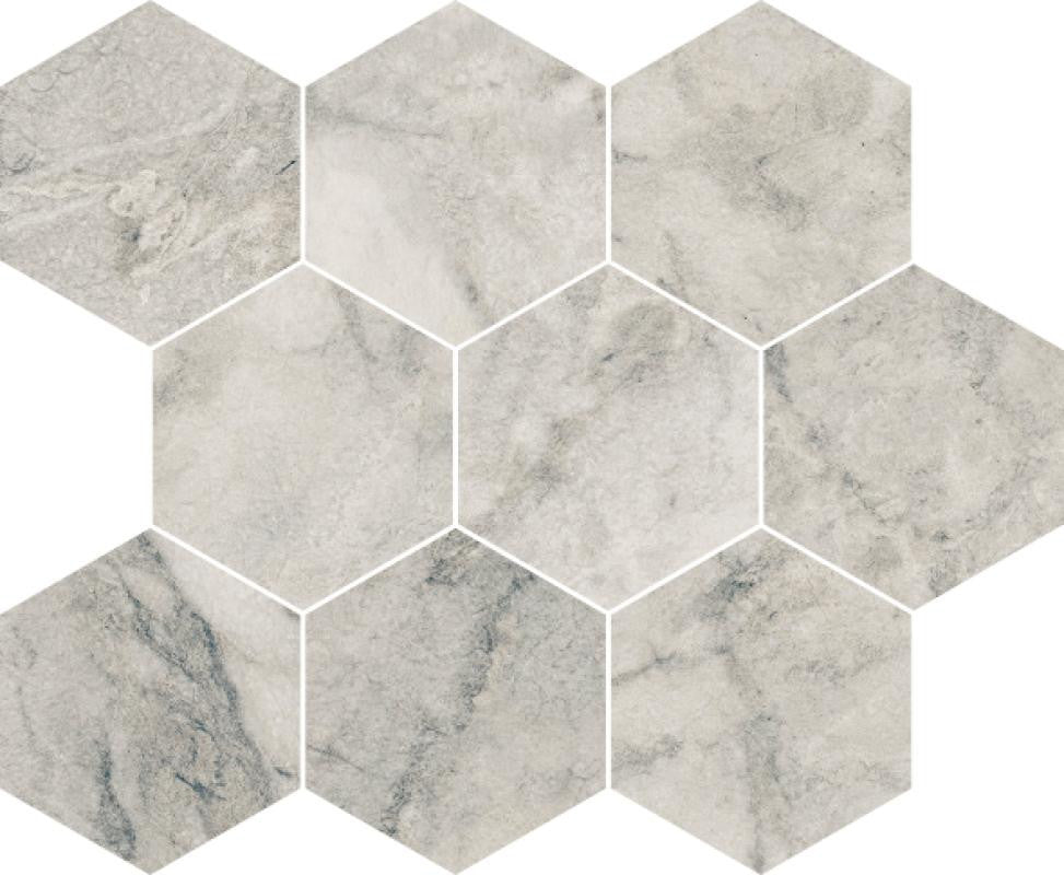 Nature Calacatta Vagli 4" Hex Porcelain Mosaic Tile 12x12 Sheet