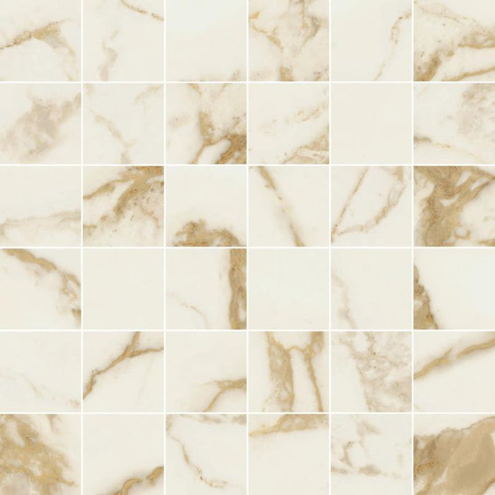 Prestige Calacatta Gold 2x2 Porcelain Mosaic 12x12 Sheet 1