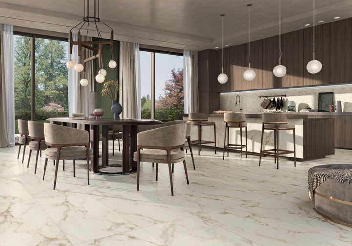 Prestige Calacatta Gold 2x2 Porcelain Mosaic 12x12 Sheet