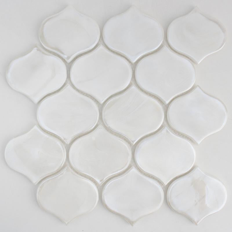 Oyster White Teardrop Glass Mosaic Tile 12x12